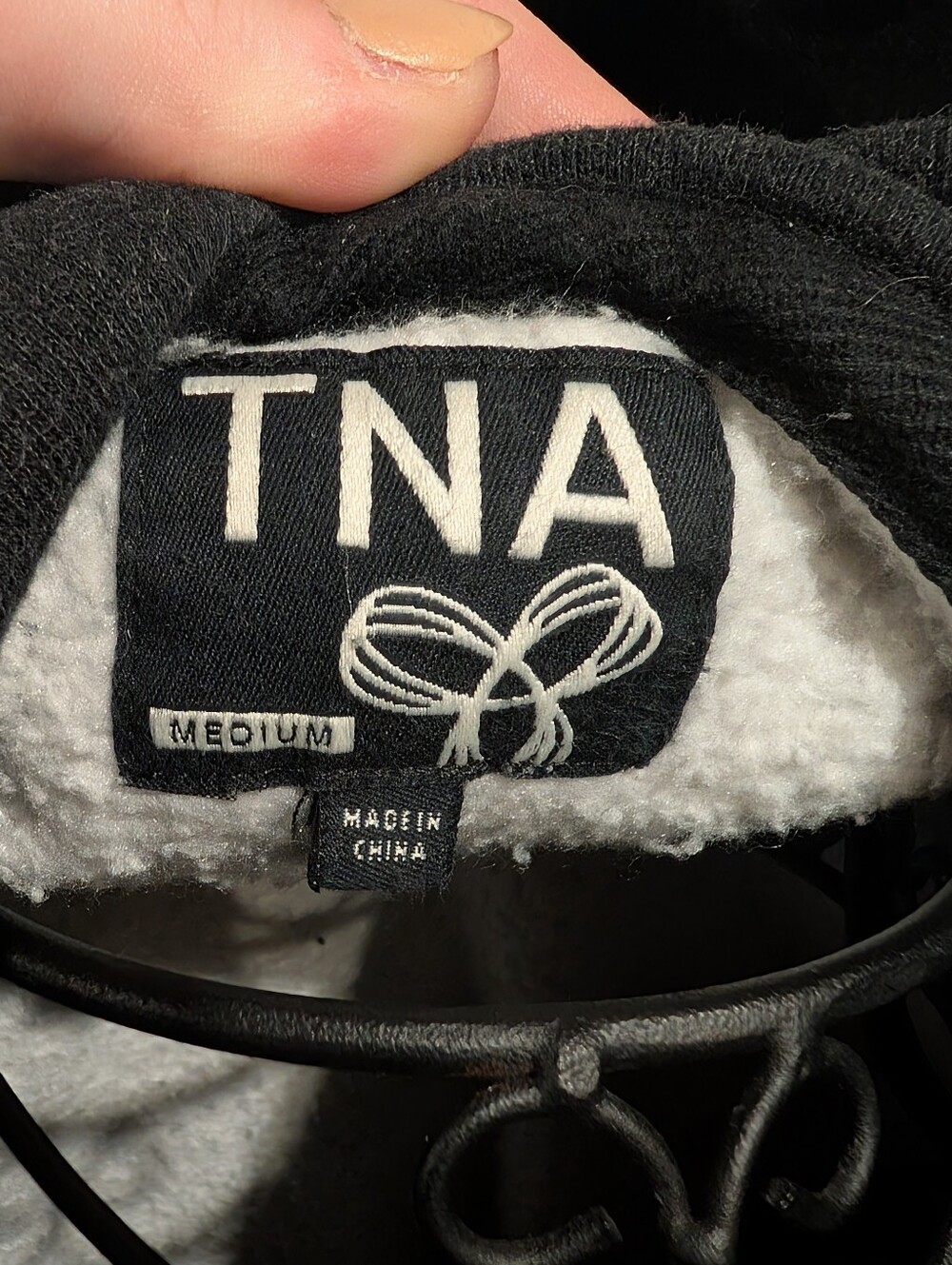 TNA Aritzia Charcoal Gray Baltic Hoodie with Teal Embroidered Logo Size Medium - Picture 2 of 10